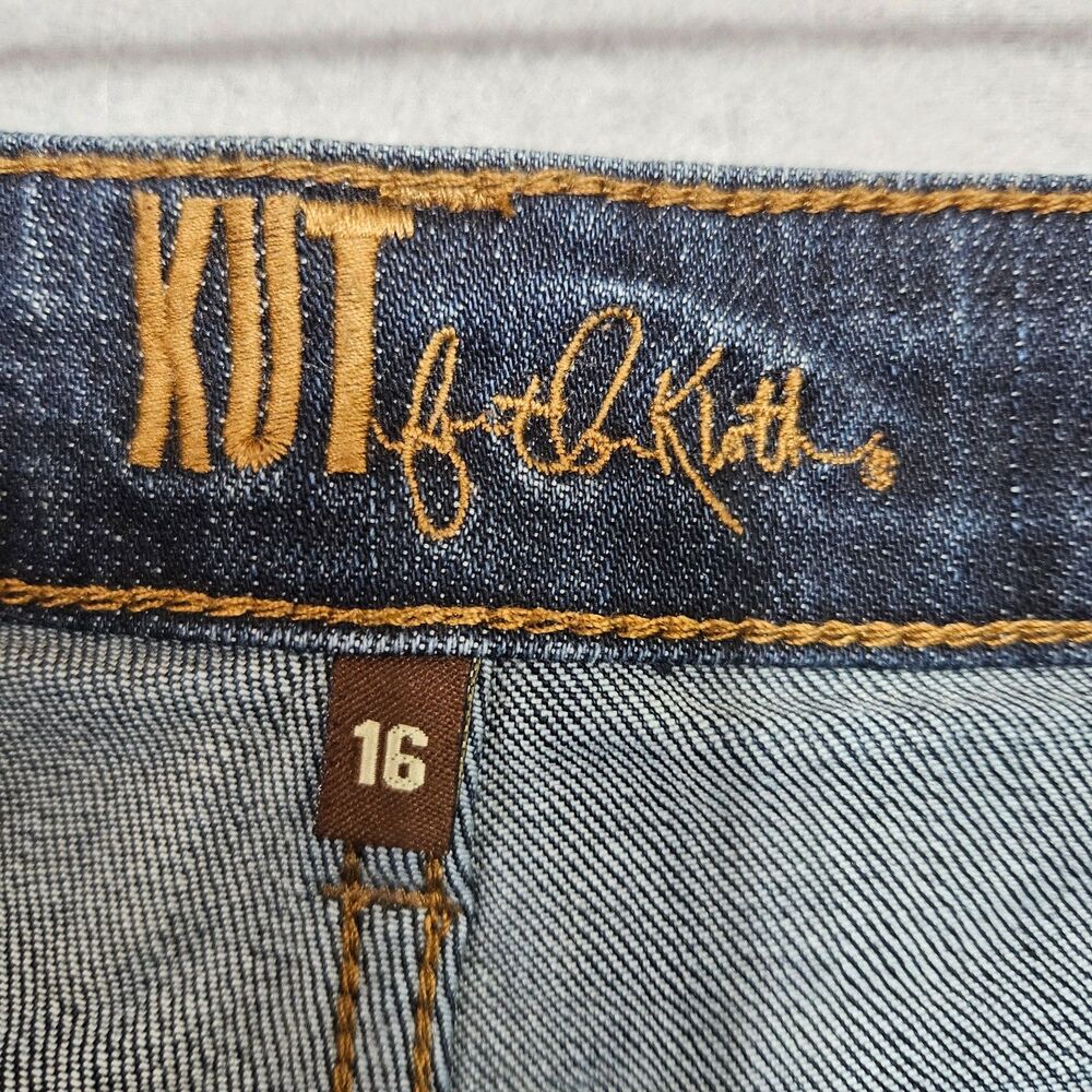KUT from the Cloth Sz 16 Boyfriend Short Denim Cuttoff Jeans Dark Wash Country - Picture 2 of 11